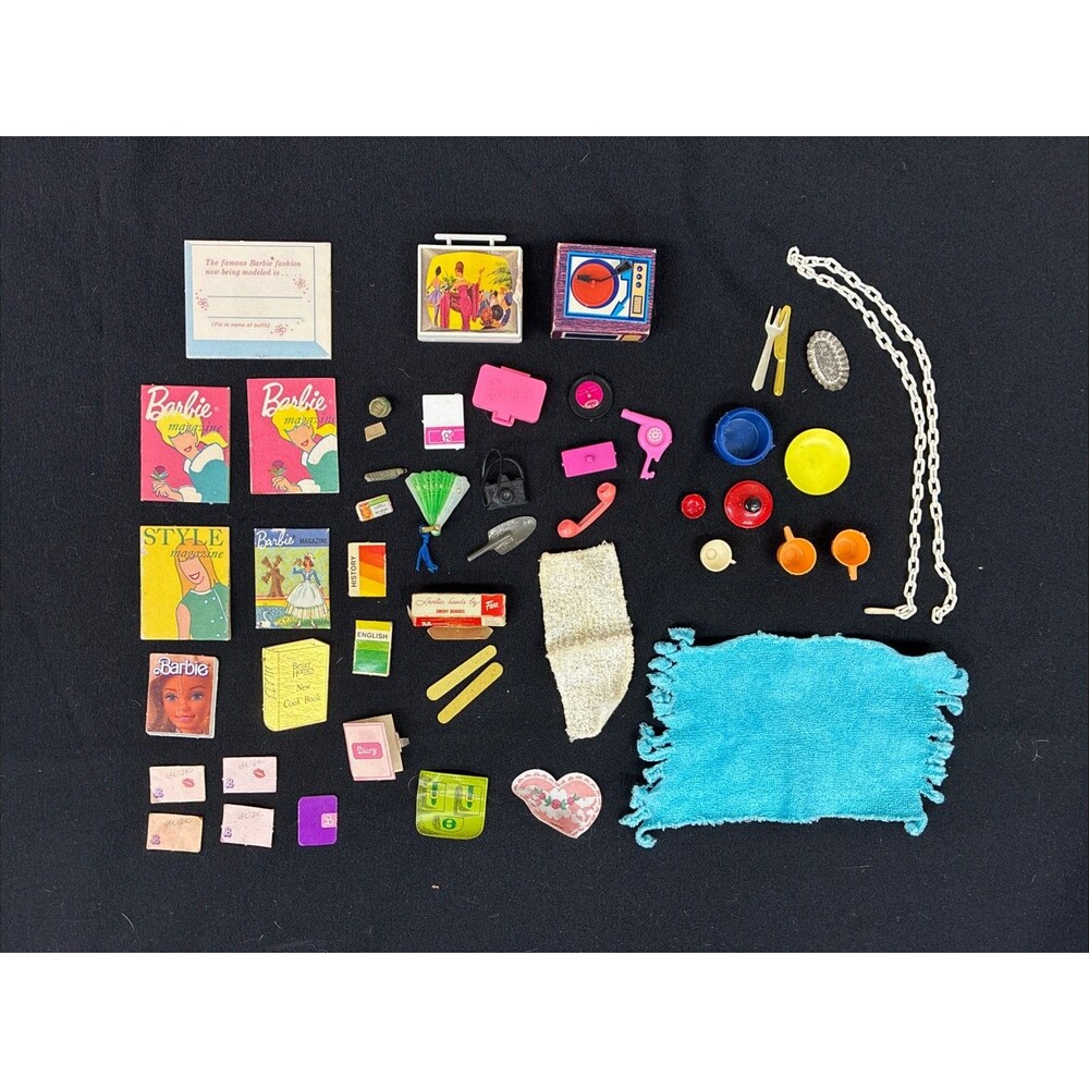 Barbie Doll House Accessories Vtg to Modern Lot Tammy Tressy Book Record TV Dish